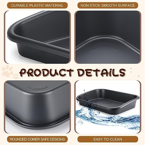 Uiifan 3Pcs Large Low Entry Cat Litter Box, Dark Gray - Image 3