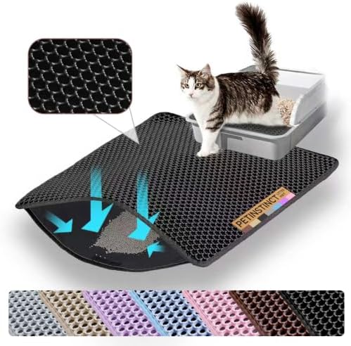 Jumbo Cat Litter Mat, Double Layer Honeycomb Litter Box Mat by Petinstinct