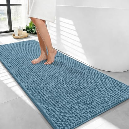 OLANLY Thick Chenille Bathroom Runner Rugs Mats 44x24, Airy Blue by OLANLY