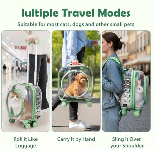 Cat Carrier with Wheels, Rolling Hard Shell Pet Carrier - Image 7