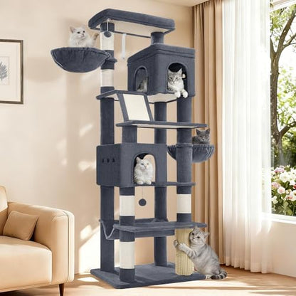 Hzuaneri Tall Cat Tree 75 Inch, Indoor Large Multi-Level Cat Tower by Hzuaneri