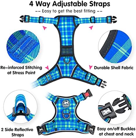 PoyPet Plaid Dog Harness Large, No Pull Vest - Image 4