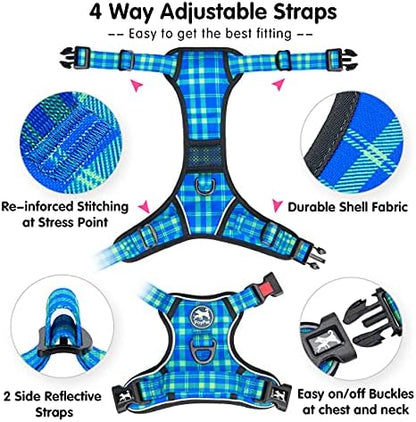 PoyPet Plaid Dog Harness Large, No Pull Vest - Image 4