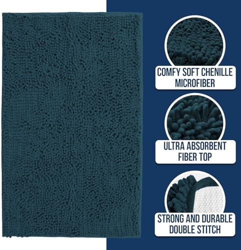 Muddy Mat Chenille Bathroom Rugs Quick Dry Microfiber Mats Non Slip Washable - Image 2