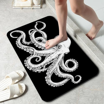 Bathroom Rug 29.5"x17", Cute Octopus Bath Mat by Unknown