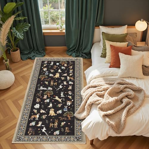Black Hallway Runner Rug 2x4 for Bedroom Kitchen - Image 4
