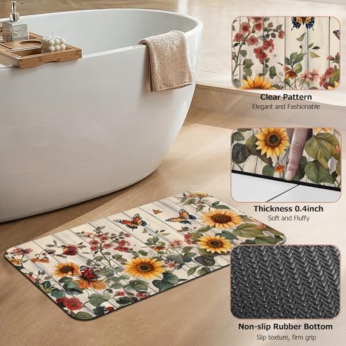 Vintage Flower Bathroom Rugs, Bath Mats - Image 4