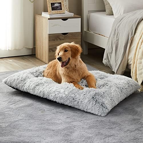 BFPETHOME Dog Beds for Large Dogs, Plush Dog Crate Bed Fluffy Cozy Kennel Pad by BFPETHOME