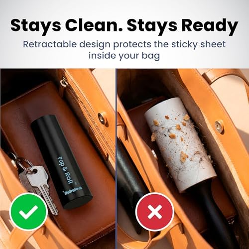 Retractable Mini Lint Roller for Pet Hair, 210 Sheets, 3 Pack + 4 Refills - Image 6
