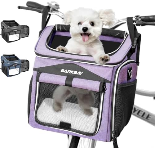 BARKBAY Dog Bike Basket Carrier, Expandable Foldable Soft-Sided Dog Carrier by BARKBAY