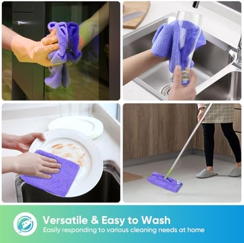 HOMEXCEL Purple Microfiber Cleaning Cloth, Microfiber Towels - Image 4