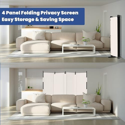 Room Divider, 4 Panel Upgraded 88” Folding Screen Highly Secretive - Image 6