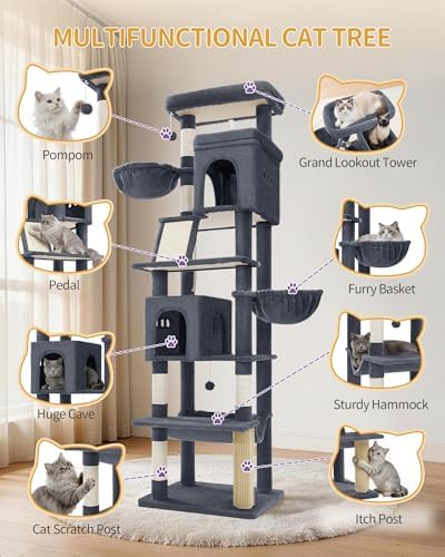 Hzuaneri Tall Cat Tree 75 Inch, Indoor Large Multi-Level Cat Tower - Image 6