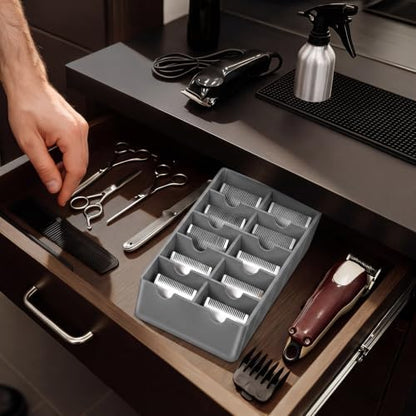 1 Pack Grey Clipper Blade Holder 10 Slot Clipper Razor Blade Rack Storage Tray - Image 5