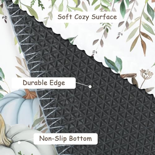 Giwawa Fall Blue Pumpkin Bath Rug Autumn Harvest Bathtub Mat Non Slip Absorbent - Image 4