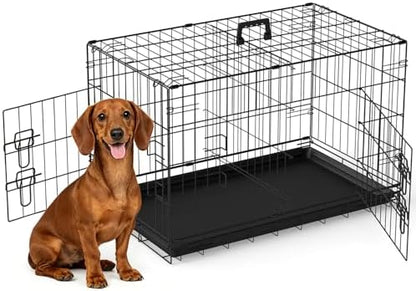 FDW | 30" Foldable Metal Dog Crate | Black | Cage by FDW