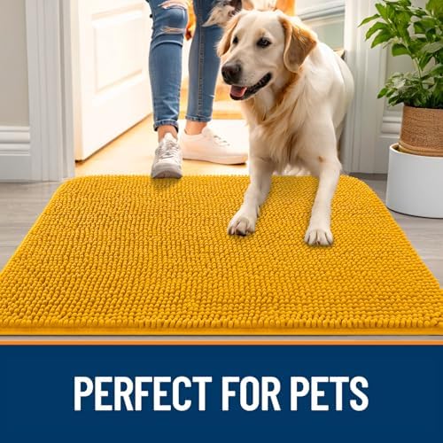 OLANLY Dog Door Mat for Muddy Paws 44x32, Super Absorbent Chenille Mud Mat - Image 6