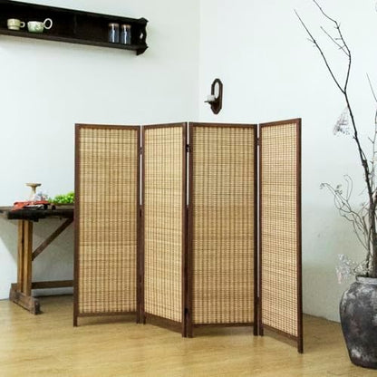 4 Panel Short Room Divider – 3.9 ft Tall Double-Side Folding Privacy Screen by Loomveil