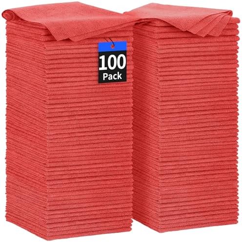 Shop Towels Rags, 100 Pack Microfiber Cleaning Cloth Bulk Absorbent Detailing by HOMERHYME