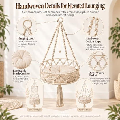12-16in Boho Hanging Cat Hammock - Image 4