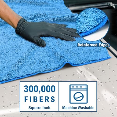 HOMEXCEL Professional Large Microfiber Car Drying Towels 2 Pack - Image 2
