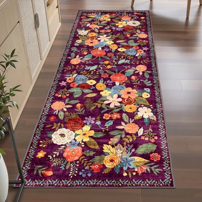 Purple Hallway Runner Rug 2x6 for Kitchen Bathroom by WelcometoBabovid