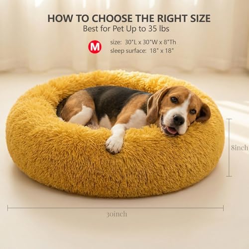 nononfish Soft Plush Dog Bed, Calming Round Pet Bed - Image 3