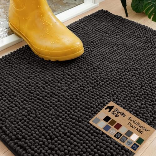 GORILLA GRIP SoakSTOPPER Dog Door Mat, Machine Wash and Dry, 24x17 Black by GorillaGrip