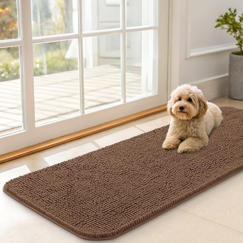 OLANLY Dog Door Mat for Muddy Paws 47x17, Super Absorbent Chenille Mud Mat by OLANLY