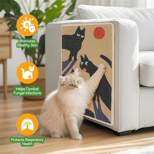 3-in-1 Sisal Cat Scratcher Mat Floor & Wall Cat Scratching Pad 23.6x15.7'' - Image 6