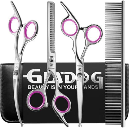 GLADOG Professional 5 in 1 Dog & Cat Grooming Scissors Set by GLADOG