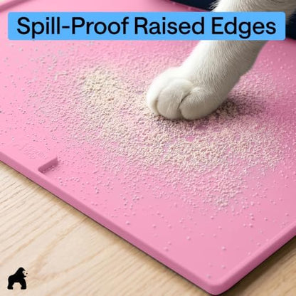 GORILLA GRIP Cat Litter Box Mat, Easy Clean Silicone Mats, 35x23 Pink - Image 4