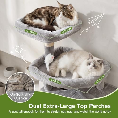 Globlazer 81in Cat Tree for Large Cats, Extra Tall Tower, Light Grey - Image 2