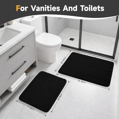 Ophanie Black Bathroom Rugs Sets 2 Piece, Soft Chenille Bath Mat, Non Slip - Image 4
