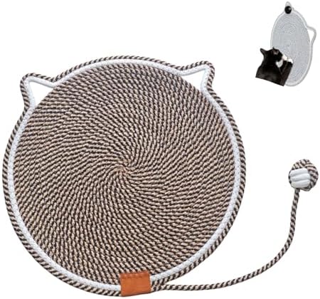 Cat Scratcher Mat 16.9'' Round Natural Cotton Rope Double-Sided, Dark Brown by Unknown