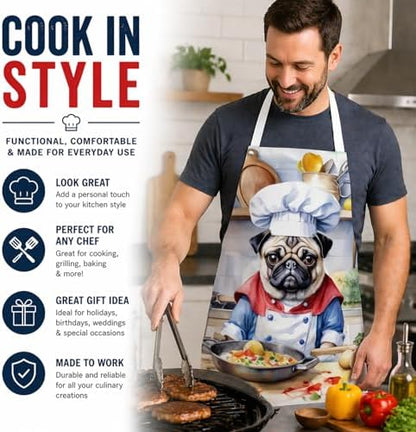 Caroline's Treasures Pug The Chef Apron Cooking Kitchen Server Baking Crafts - Image 2