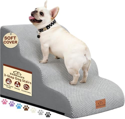 Zerbuger Dog Ramp and Stairs for Bed, Light Grey 3 Steps 16" H by Zerbuger