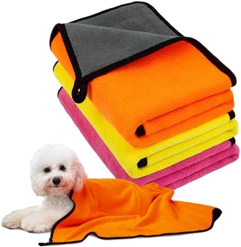 MICOOYO Dog Towels for Drying Dogs 3 Pack, Ultra Absorbent Microfiber Pet Bath by MICOOYO