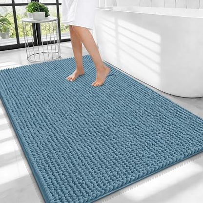 OLANLY Thick Chenille Large Bathroom Rugs Mats 40x32, Airy Blue by OLANLY