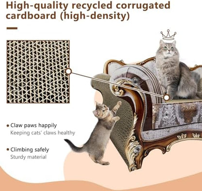 Luxury Couch Shaped Cardboard Cat Scratcher Sofa Bed, Cat Scratching Board - Image 3