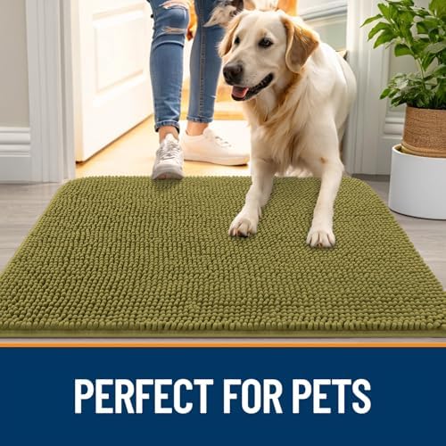 OLANLY Dog Door Mat for Muddy Paws 44x32, Super Absorbent Chenille Mud Mat - Image 6
