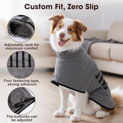 Microfiber Dog Bathrobe, Super Absorbent Dog Drying Coat - Image 3