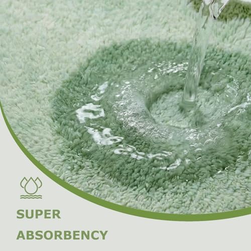 Cute Olive‌ Green Scalloped Bathroom Mat, Fun Plush Luxury Microfiber Bath Rug - Image 5