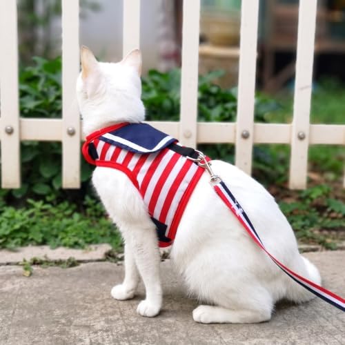Cat Harness and Leash Set Escape Proof, Sailor Suit Red - Image 6
