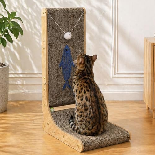 Cat Scratcher, 26.8 Inch L Shape Cat Scratch Pad Wall Mounted by Unknown