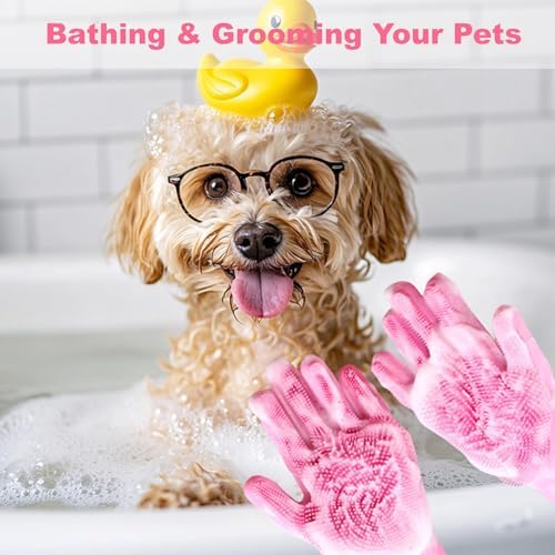 2 PCS Pink Pet Washing Gloves - Image 6