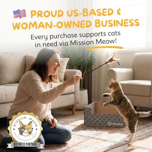 Hide & Scratch Cardboard Cat Scratcher Box & Bed Dark Grey Diamond Pad - Image 6