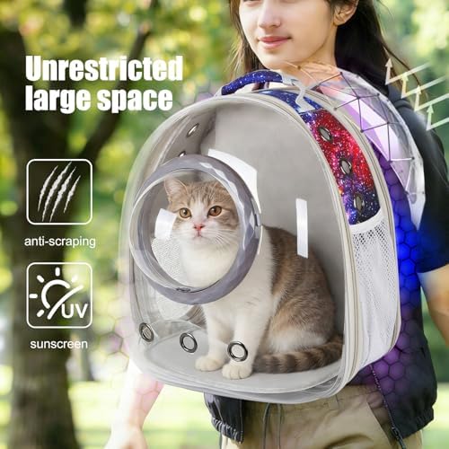 Galaxy Blue Cat Bubble Backpack, Back Expandable cat Backpack - Image 4