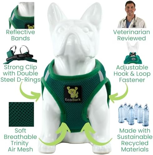 EcoBark Teacup Dog Harness, Step in Mesh Dog Harness, Forest Green - Image 4