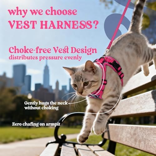 rabbitgoo Cat Harness and Leash Set, Escape Proof Vest, Coconut Fuchsia - Image 3